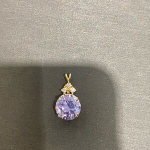 14k round CZ pendant purple Cz